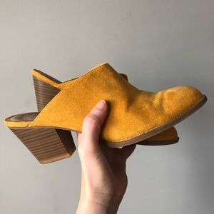 Mustard Ochre Yellow Suede Mules